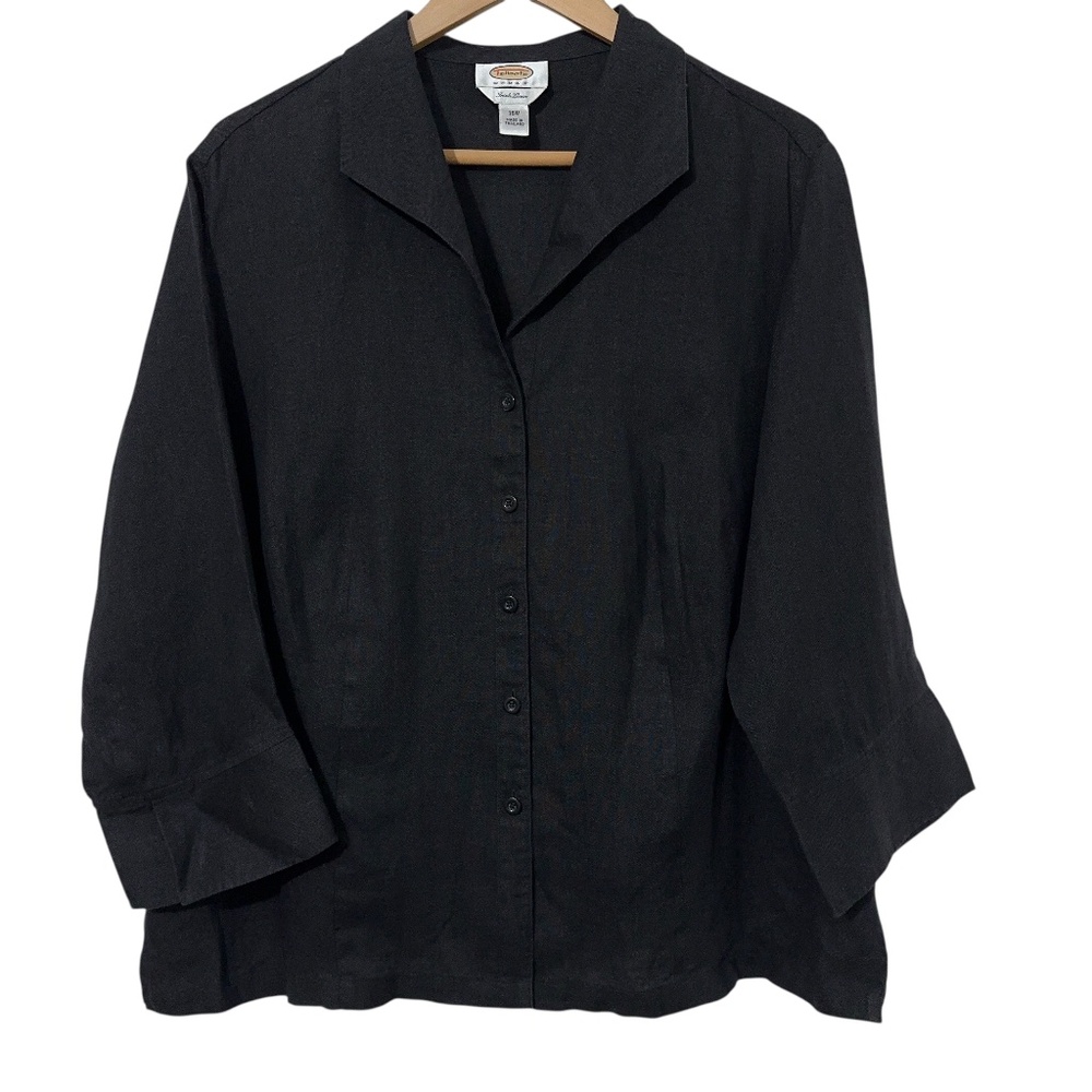 Talbots Woman Irish Linen Shirt Plus Size 16W Button Down Corporate Office Work